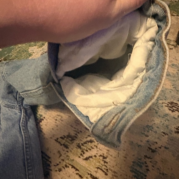 John Galt Shaine Light Blue Denim sherpa Jacket with Dark Blue corduroy Collar, - Picture 6 of 7